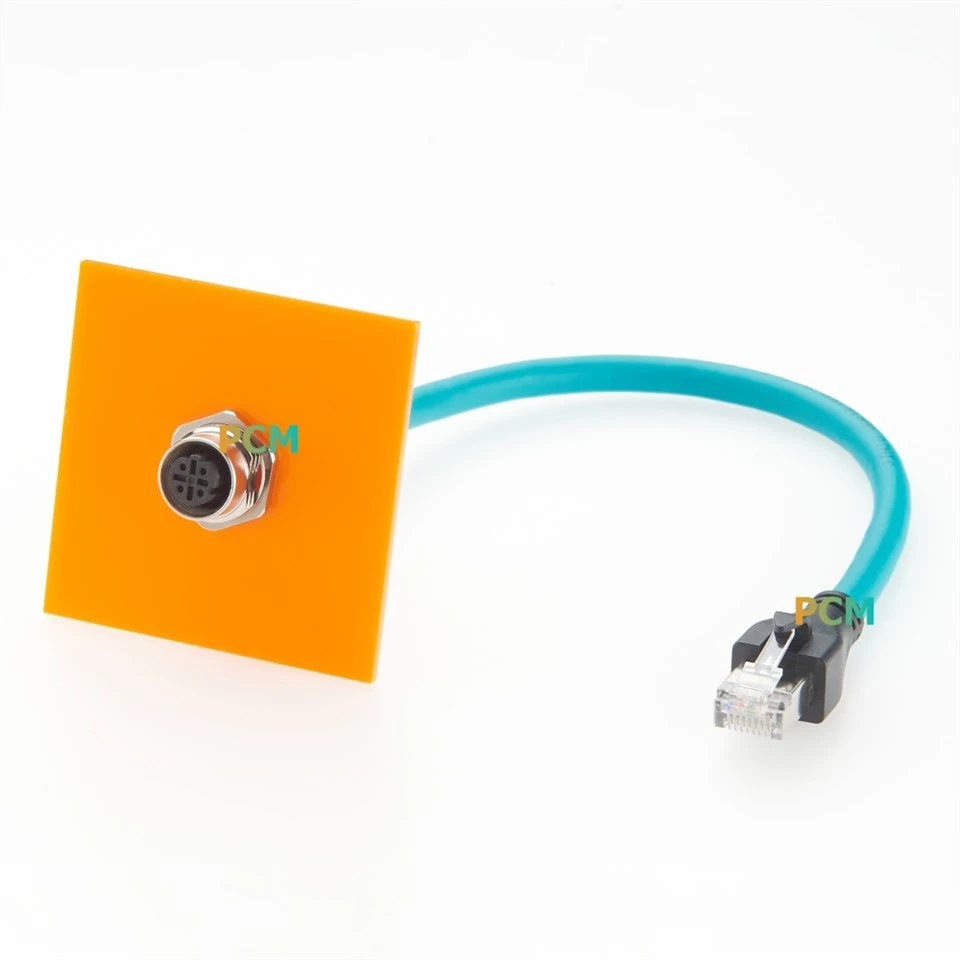 M12 D-Code To RJ45 Panel Mount Cable