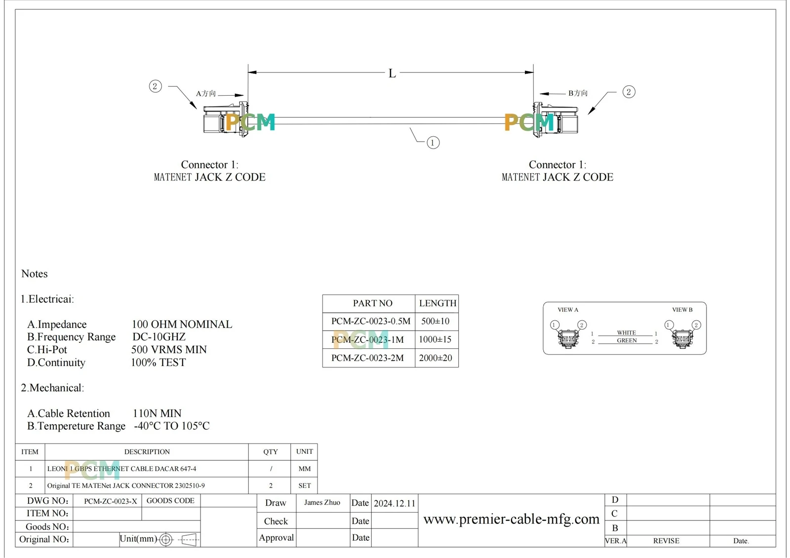 ZCL016-023-X Matenet 05M 1M 2M-00 ZCL016-023-X Matenet 05M 1M 2M-00