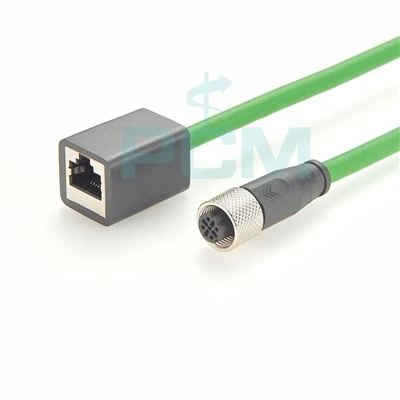 زنانہ M12 D کوڈ 4 پن سے RJ45 Profinet سٹریٹ ایکسٹینشن کیبل