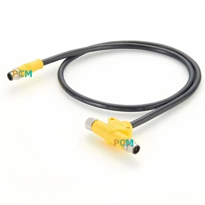 M12 T-Code y-split ایکسٹینشن کیبل