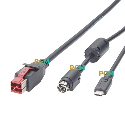 پاورڈ USB سے USB-C اور Hosiden 4Pin 24V پاور کیبل