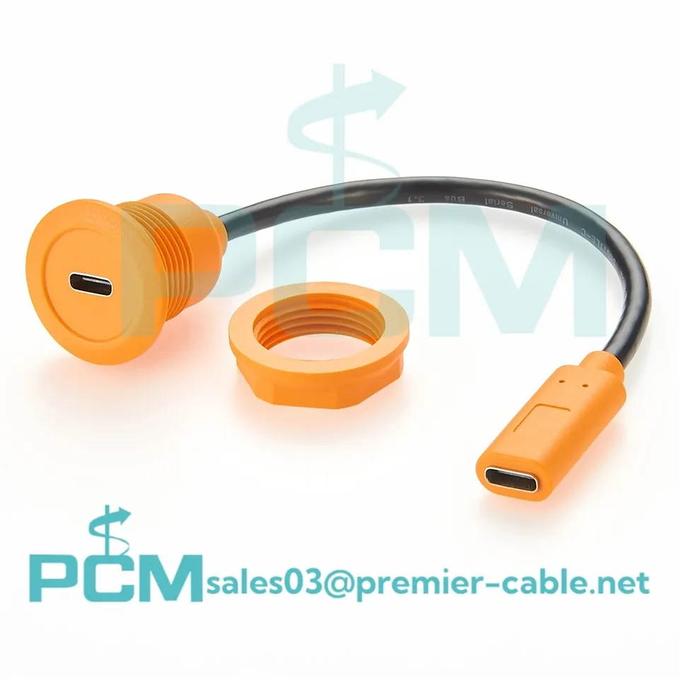 USB-C To USB-C Feed-Thru Chassis Mount Connector